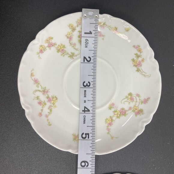 Set of 2 1900's Antique Haviland Limoges France Saucers Pink Yellow Flower Tea - Picture 11 of 11